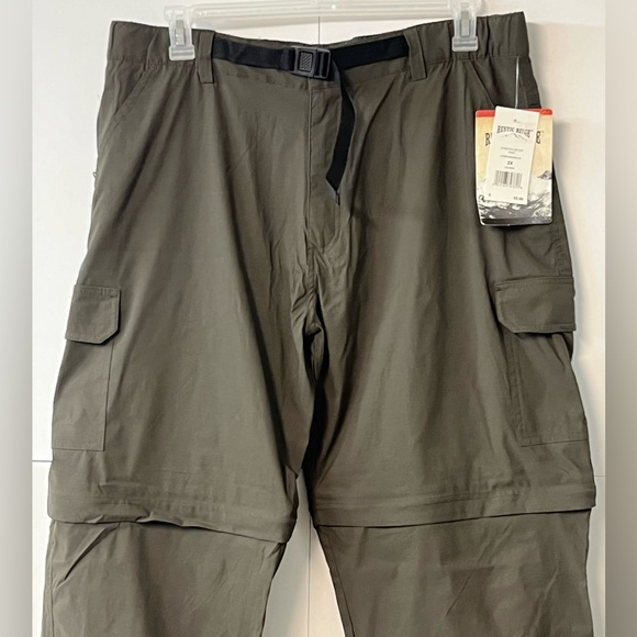 New Men’s Rustic Ridge Dark Iguana Green Convertible Zip-Off Hiking Cargo Pants - Picture 5 of 14